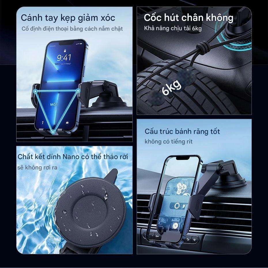 Giá đỡ điện thoại ô tô Baseus UltraControl Go Series Clamp-Type Phone Holder Cluster Black